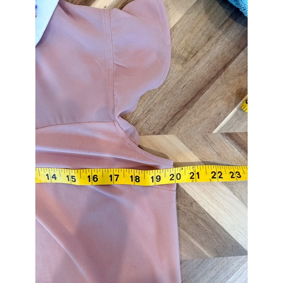 Faith and Joy Beaded Peter Pan Collar Blouse Pink Flutter Sleeve S Coquette Twee - Picture 5 of 8